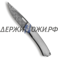 Нож TiSpine Raindrop Damascus Blade Grey Titanium Lion Steel складной L/TS-1DR GM